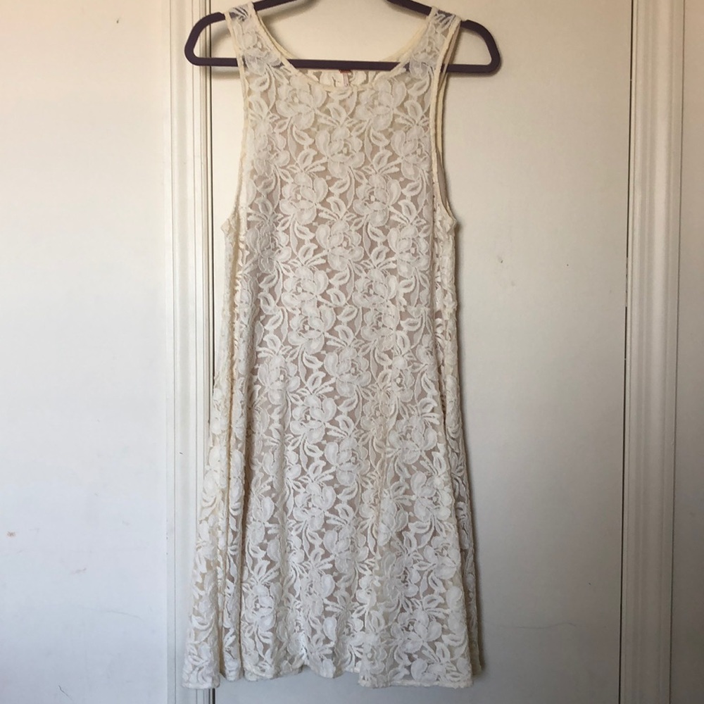 Free People Ivory Lace Tank Dress w Slip Lining S